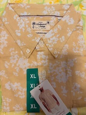 🌴Weatherproof Vintage Mens Linen Cotton Blend Woven Beach Shirt Size X-Large
